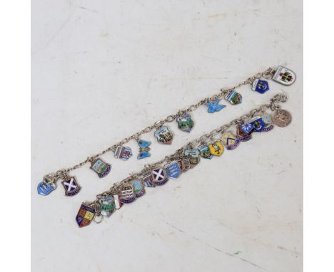 2 silver and enamel charm bracelets (2) 