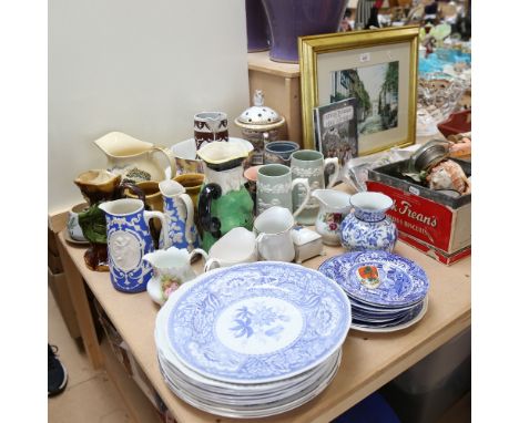 A large quantity of various ceramics, including William Brownfield of Cobridge Pottery Works Albion jugs, Poole Pottery dish,