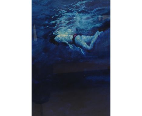 Rolf Harris, colour print, Into The Deep, signed and numbered in pencil, framed, overall frame dimensions 94cm x 71cm, Certif