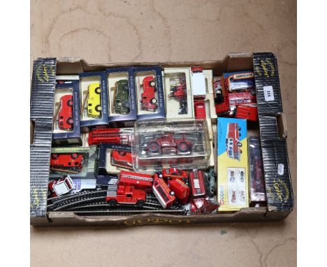 Various Vintage toy fire engines and vehicles, including Corgi Classics, Lledo etc (boxful) 