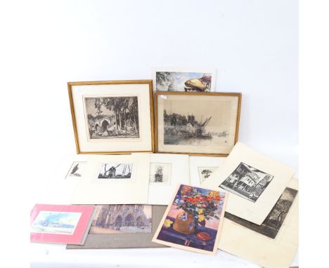 A folder of prints and engravings 