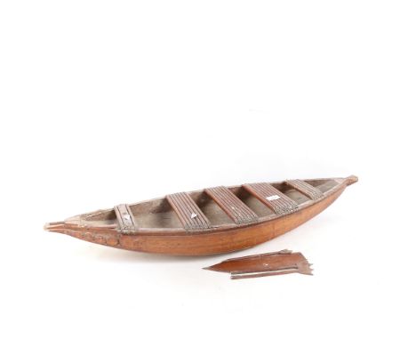 A large handmade scale model boat, overall length 91cm 