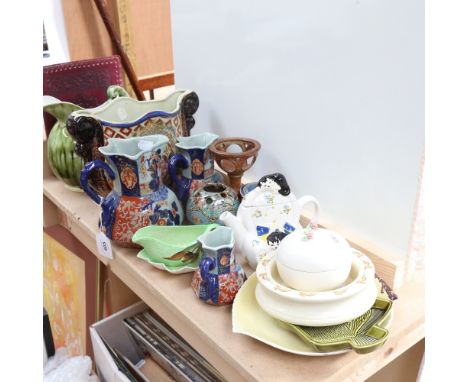 Various ceramics, including Royal Doulton Bunnykins baby dish, Poole Pottery fish dish, Masons Ironstone jugs etc 