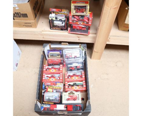 A large quantity of toy fire engines and vehicles, including Texaco Old Timer Collection, Corgi Fire Heroes, Days Gone etc (b