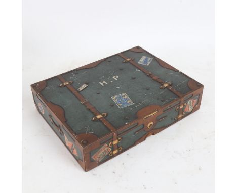 A Vintage Huntley &amp; Palmers novelty lithographed tin travelling trunk design biscuit tin, 21cm x 16cm 