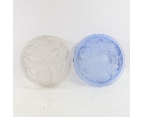 2 French Art Deco moulded glass ceiling light shades, diameter 35cm (2) 