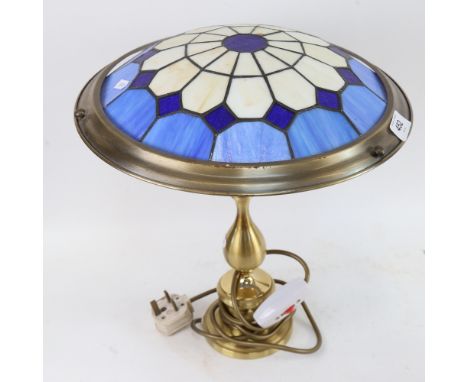 A Vintage Tiffany style leadlight table lamp, height 40cm, shade diameter 34cm 