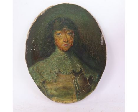 A miniature watercolour portrait on board, unsigned, 13.5cm x 11cm 