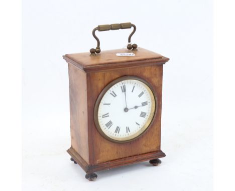 A Vintage walnut mantel clock, white enamel dial with Roman numeral hour markers, with lion mark on movement, case height 17c