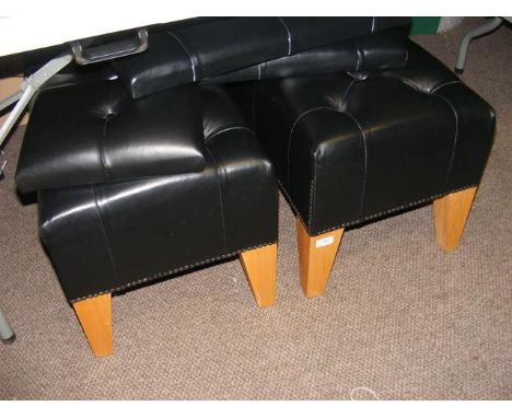 Two button seat stools with matching wall mounted backrests (see also lot 463) 