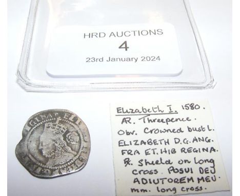 An Elizabeth I silver three pence coin, 1580 CONDITION REPORT Our team are on hand to help and always endeavour to provide an