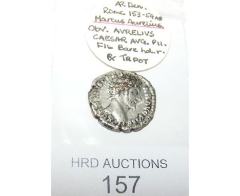 An approx. 18mm diameter Roman silver coin of Marcus Aurelius (AD153-154) - 3.2 grams CONDITION REPORT Our team are on hand t