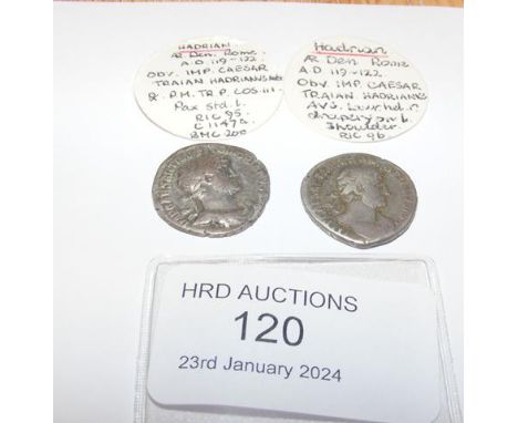 Two Roman silver coins, Hadrian (AD117-138) - 2.8 grams, 2.9 grams CONDITION REPORT Our team are on hand to help and always e