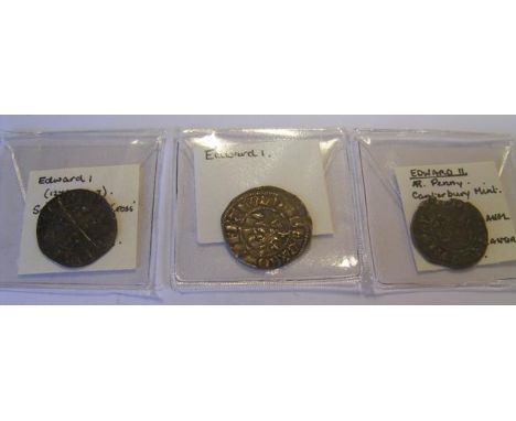 An Edward I silver 'Long Cross' penny, an Edward II Canterbury Mint penny and one other CONDITION REPORT Our team are on hand