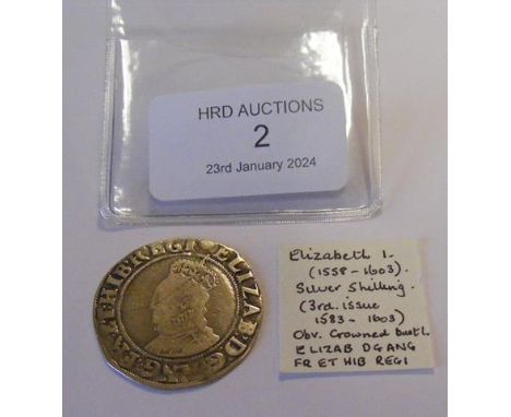 An Elizabeth I silver shilling - 3rd issue CONDITION REPORT Our team are on hand to help and always endeavour to provide an a