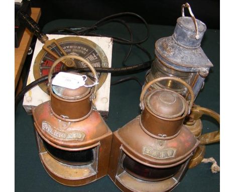 A pair of old Port and Starboard light, engine telegraph etc. CONDITION REPORT To our eye, there are no chips or cracks to th