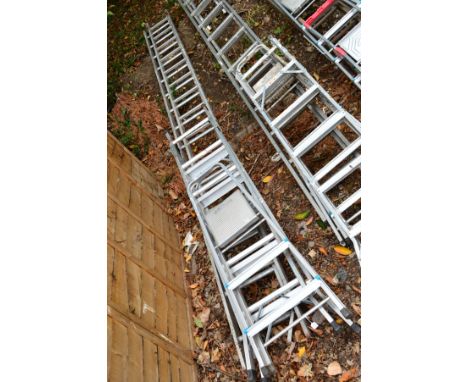 AN ALUMINIUM DOUBLE EXTENSION LADDER, and two aluminium step ladders (3)