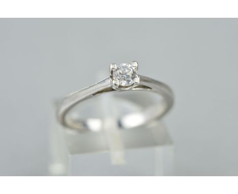 A MODERN PLATIMUM DIAMOND SINGLE STONE RING, diamond laser inscribed to the girdle F3J92595, (report not submitted and not av