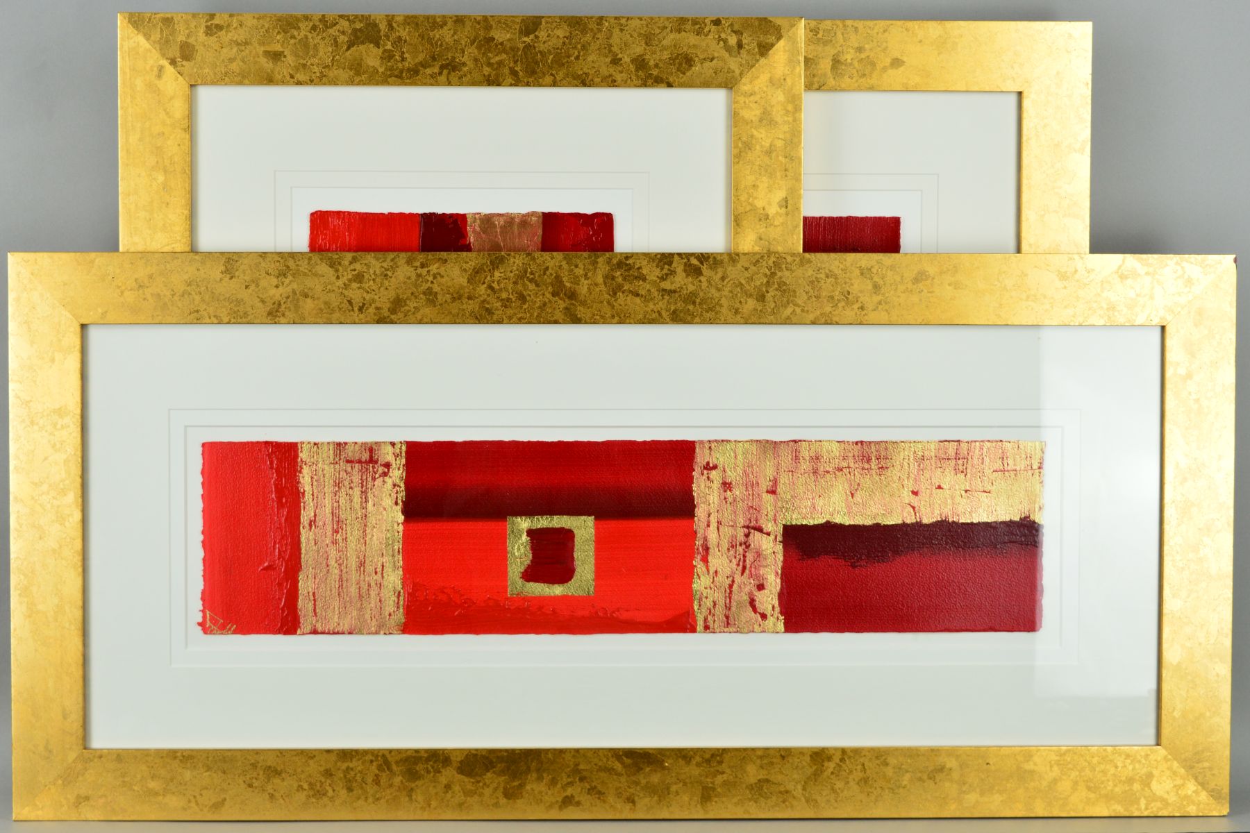 LINDA CHARLES (BRITISH 1969), three mixed media works of art using red