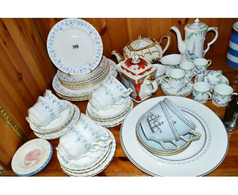 A COLLECTION OF TEA WARES, etc, to include Royal Albert 'Memory Lane' six place teaset, a Carlton china coffee set, a Sadlers