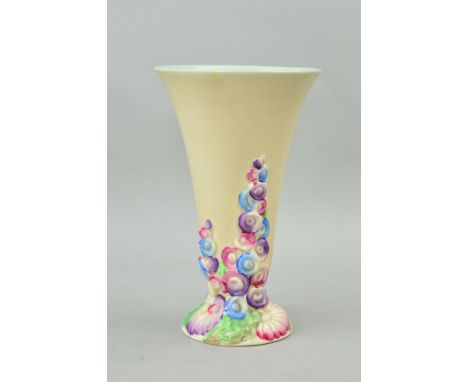 A CLARICE CLIFF FOR WILKINSON LTD TRUMPET VASE, No 701/9 'My Garden' pattern, approximate height 22.5cm