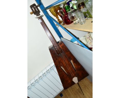 A SCRATCH BUILT TWO STRING THREE QUARTER DOUBLE BASS/SKIFFLE INSTRUMENT, height 163cm