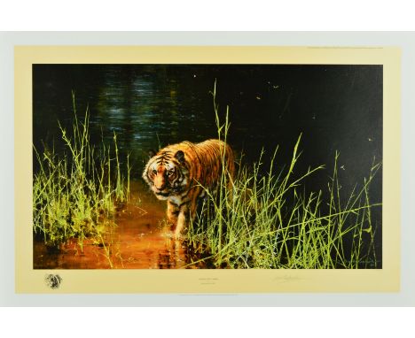 DAVID SHEPHERD (1931-2017) 'Jungle Gentleman', a limited edition print of a Tiger wading in water, 1579/2000, signed in penci