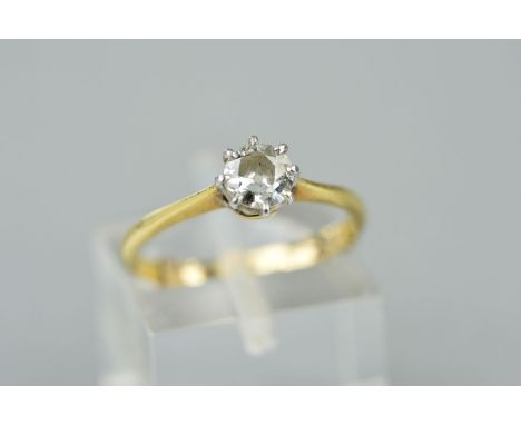 A SOLITAIRE DIAMOND RING, the round brilliant cut diamond within an eight claw setting, approximately 0.50ct, colour assessed