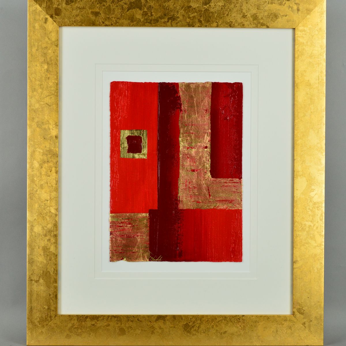 LINDA CHARLES (BRITISH 1969), three mixed media works of art using red ...