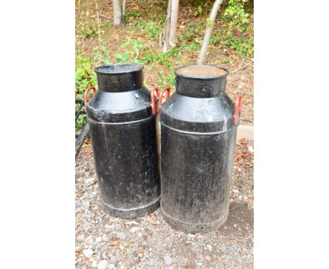 TWO REPAINTED STEEL VINTAGE MILK CHURNS
