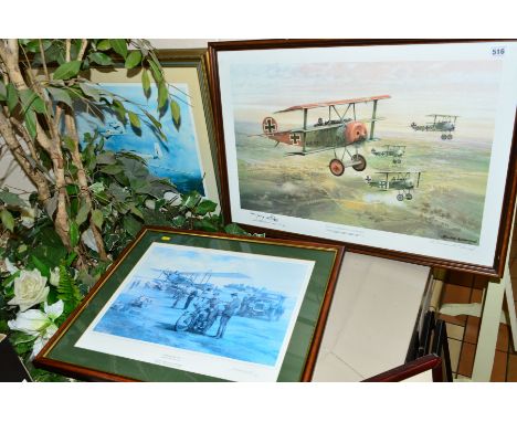 KENNETH MCDONOUGH (BRITISH 1920 - 2002) 'BARON VON RICHTHOFEN JAGDSTAFFEL', a limited edition print of a flight of Fokker Tri