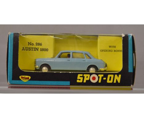 A boxed Tri-ang Spot On diecast model, 286 Austin 1800 in pale blue, VG in F/G window box with some crushing and tears. 
