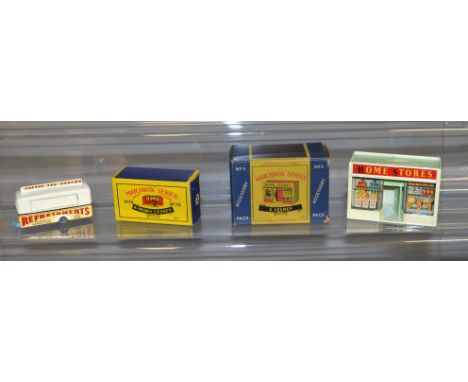 A boxed Matchbox diecast model from the '1-75' range, 74a Refreshment Canteen in cream ,GPW, VG in G+/VG box together with Ac