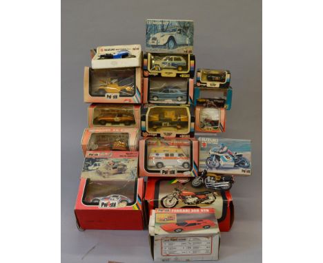 A quantity of mainly boxed diecast model cars and motorcycles by Polistil and Bburago, although models appear G, outer packag