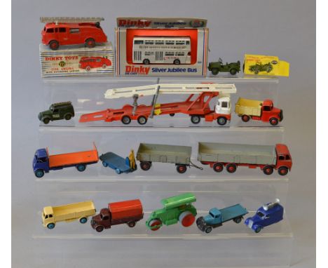 A small group of unboxed Dinky and Corgi Commercial Vehicle diecast models, playworn with some repainting, including a Foden 