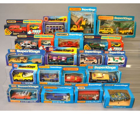 Nineteen boxed Matchbox 'King Size' diecast models including K-89 Forestry Vehicle and K-93 'Lamp Maintainance Set'. Models a