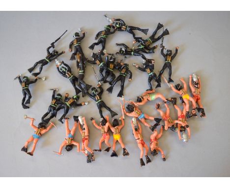 Thirty loose Lone Star plastic frogman figures, seventeen Naval Frogmen in black with green and silver, the remainder being s