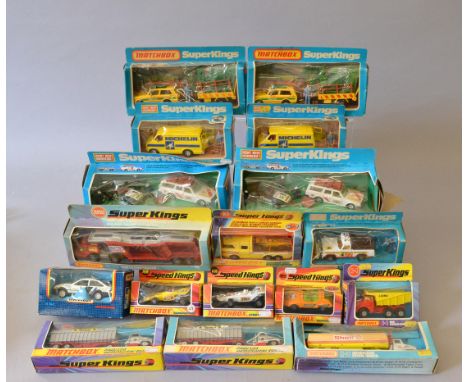 Seventeen boxed Matchbox King Size diecast models including two of K-76 'Volvo Rally Support' and K-7 Racing Car Transporter.