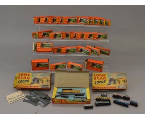 A quantity of 'Lone Star Locos' miniature diecast model railway items, mostly boxed accessories, track, points signal box, br