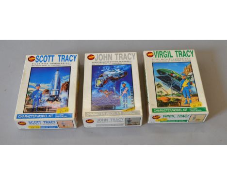Three boxed Imai plastic model kits from the 'Thunderbird Collection', Virgil Tracy, John Tracy and Scott Tracy, one box stil