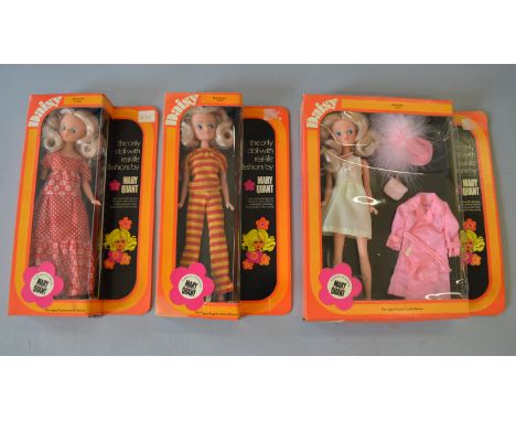 Three Flair/Model Toys Mary Quant Daisy dolls: Bees Knees; Derby Day; Cherry Pie. All E in G-VG boxes. (3)