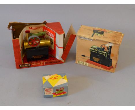 Mamod: Steam Engine Minor 2; Steam Engine SP1; Model Power Hammer. G-VG in P-G boxes. (3)