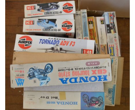 Thirteen boxed plastic model kits by Airfix, Yodel, Revell and others, various subjects in a variety of different scales, inc