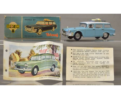 A boxed Tri-ang Spot On diecast model, 183 Humber Super Snipe Estate in pale blue with white roof, luggage rack and two piece