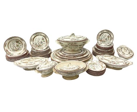 Victorian Copeland Spode Indian Tree pattern dinner service, to include sixteen dinner plates, fifteen side plates, eleven so