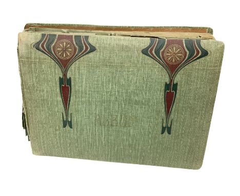 Album containing approximately three hundred Edwardian and later postcards including Louis Wain, hold-to-the-light, comic, WW