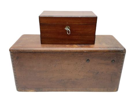 Late 19th/early 20th century mahogany brass mounted shop till with embossed brass makers label to reverse, marked Stoke's Che
