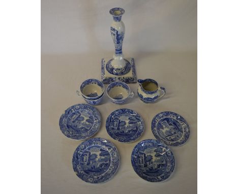 Small selection of Spode Italian including a large candlestick (af)