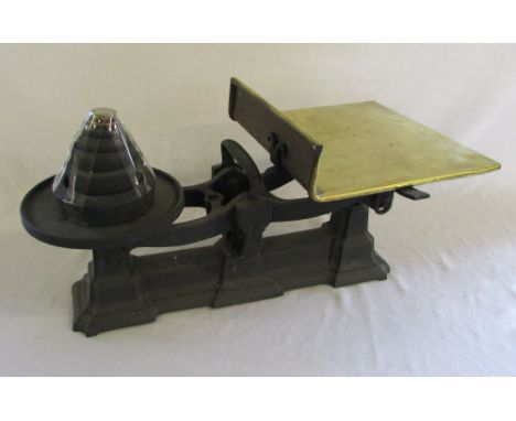 Large heavy cast iron & brass scales with weights