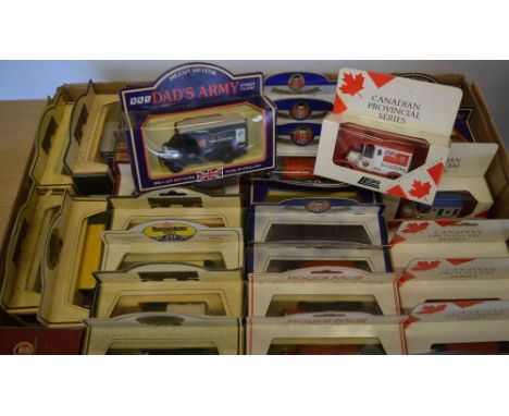 Boxed die cast model cars including Lledo Canadian provincial series and BBC Dads Army
